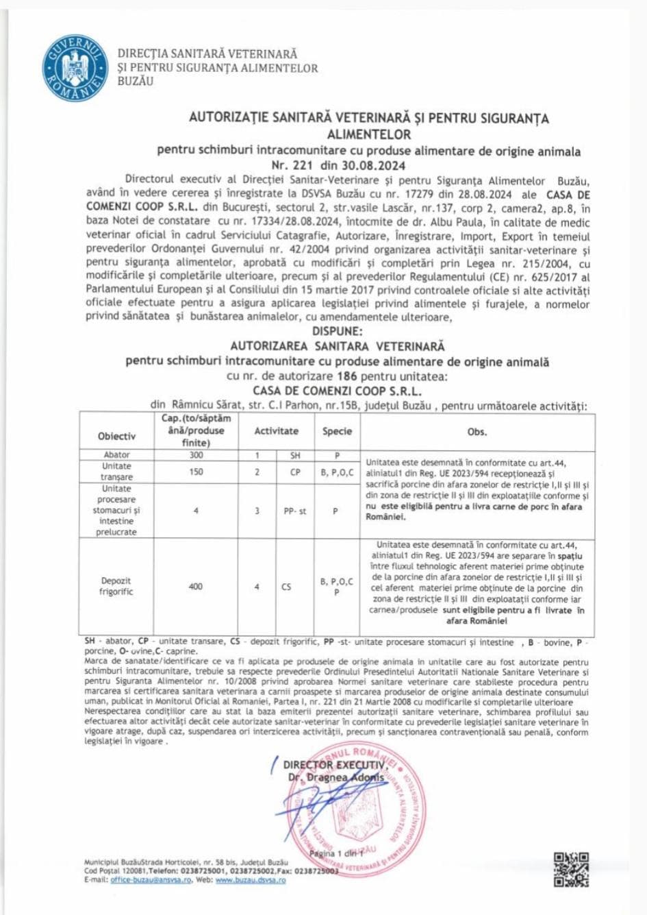 Autorizație sanitar-veterinară 1