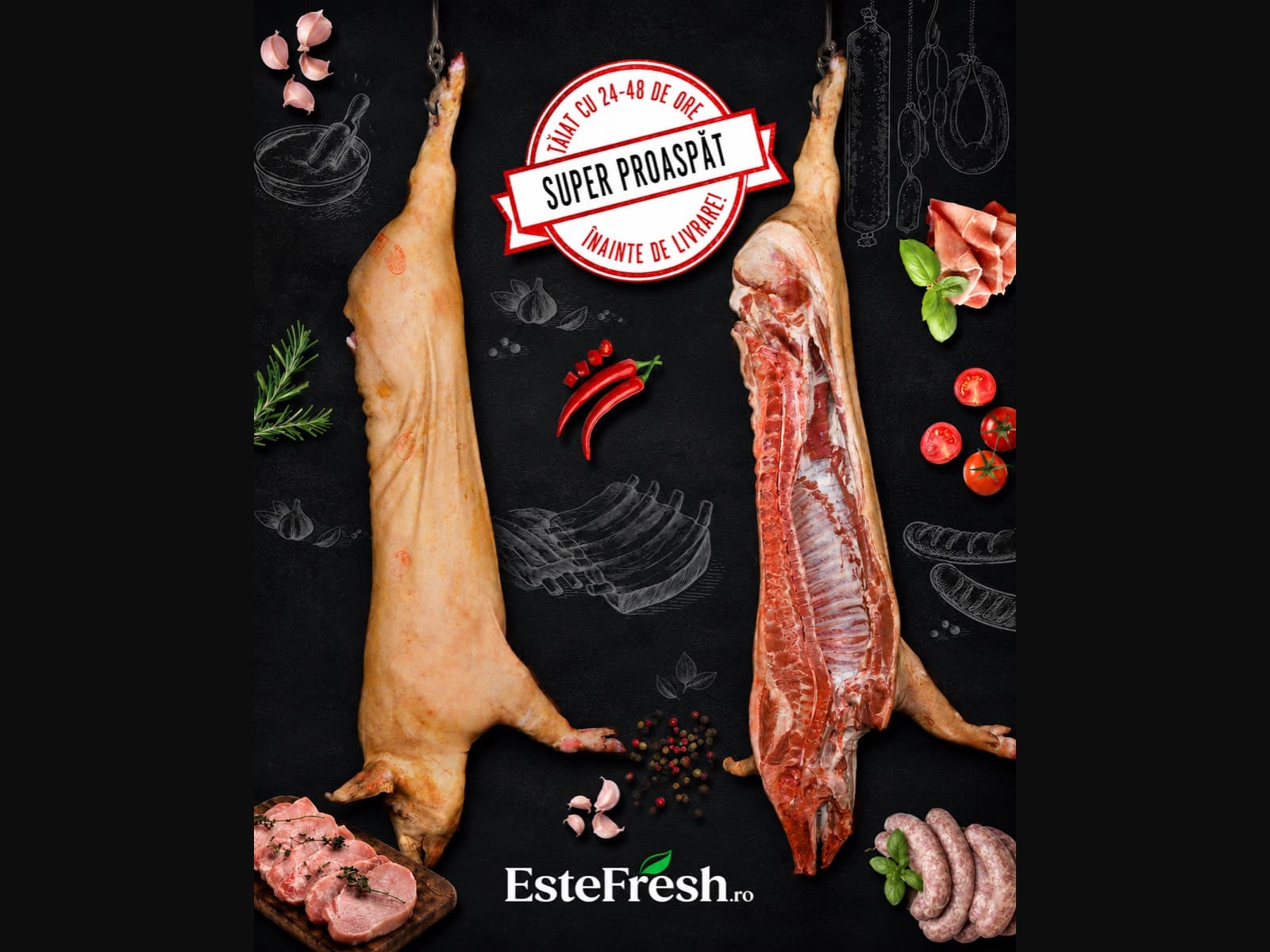 Semi-Carcasă — ≈ 44 kg de carne proaspătă de porc